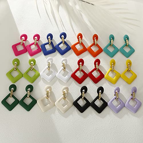 RUOFFETA Acrylic Rectangle Earrings, Fashion Acrylic Square/Oval/Hoop Statement Drop Earrings for Women - color: Black