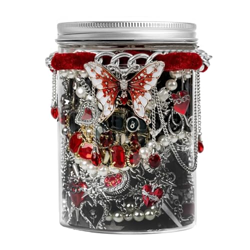 SMUOBT Mystery Jewelry Jar Bundle - Surprise Vintage Jewelry Box for Women,Gift Jewelry Set (Necklace, Earrings, Rings,Kracelet,Keychain) - Unique Birthday Gift for Women - color: Multiple Gothic