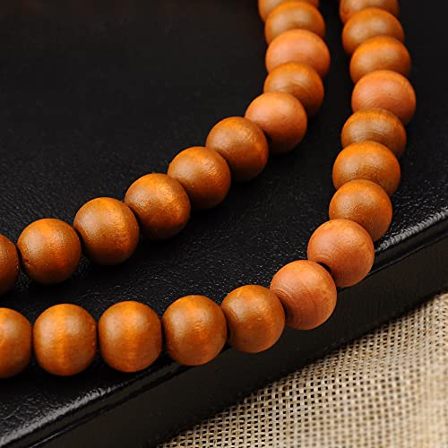 COLORFUL BLING 8MM Natural Wood Bead Necklace Africa Wooden Chain Statement Unisex Chunky Strand Necklaces Hip Hop Jewelry - color: khaki