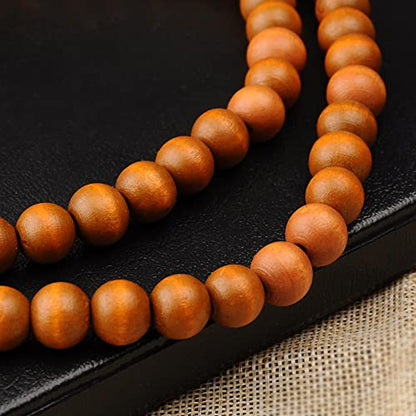 COLORFUL BLING 8MM Natural Wood Bead Necklace Africa Wooden Chain Statement Unisex Chunky Strand Necklaces Hip Hop Jewelry - color: khaki