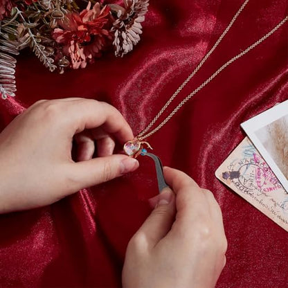Memory Locket Charm Heart DIY Picture Photo Necklace Making Kit Chain Necklace Living Floating Glass Photo Frame Pendant for Women Men Wedding Christmas Jewelry Making - style: Heart