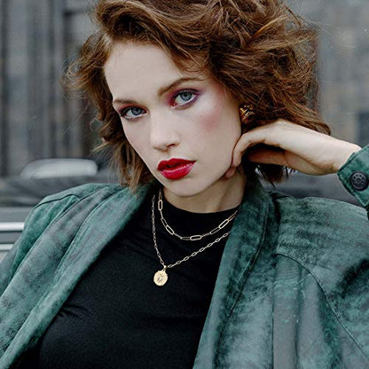 Turandoss Dainty Gold Choker Necklaces for Women - 14K Gold Plated Handmade Medallion Snake Link Chain Cross Star Moon Adjustable Simple Choker Necklaces for Women Jewelry - style: "Link Chain&Medallion