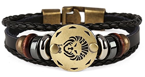 Punk Alloy Leather Bracelet for Constellation Braided Rope Bracelet Bangle - style: Leo
