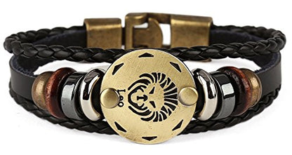 Punk Alloy Leather Bracelet for Constellation Braided Rope Bracelet Bangle - style: Leo
