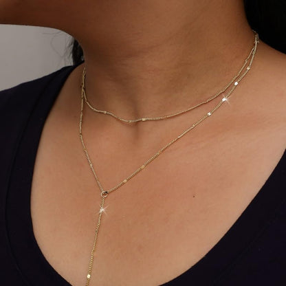1PC Bohemian Y-shaped Long Necklace Women Fashion Layering Vacation Leisure Beach Necklace Party Jewelry Accessory - color: Gold