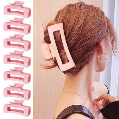 18 Pack Hair Claw Clips,Hair Clips For Women,Large Hair Claw Clips For Thick Hair,Nonslip Matte Hair Clips Hair Accessories Women Girl Birthday Christmas Gift (18 Pack Pink) - color: Pink
