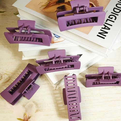 18 Pack Hair Claw Clips,Hair Clips For Women,Large Hair Claw Clips For Thick Hair,Nonslip Matte Hair Clips Hair Accessories Women Girl Birthday Christmas Gift (18 Pack Purple) - color: Purple
