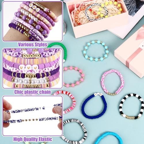 Friendship Bracelets Heishi Surfer Clay Bead Bracelets Set Stackable Beaded Preppy Jewelry Bracelets Friendship Boho Y2K Bracelets for Women Teen Girls Party Favors - color: Cute