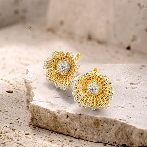 Santuzza Sterling Silver Gemstone Flower Earrings for Women - color: [A] Daisy-Yellow