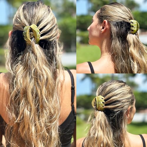 Camila Paris CP3628 French Octopus Hair Clip, 2.5" Small Claw Clips for Thick Hair, Girl Octopus Claw Clip for Women, Strong No-Slip Grip, Wide Jaw Clips for Women, Made in France - color: Green 2.5"