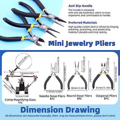 Glarks 1489Pcs Jewelry Making Kit - Supplies with Pliers, Wires, Findings for Making and Repair - size: 1480pcs