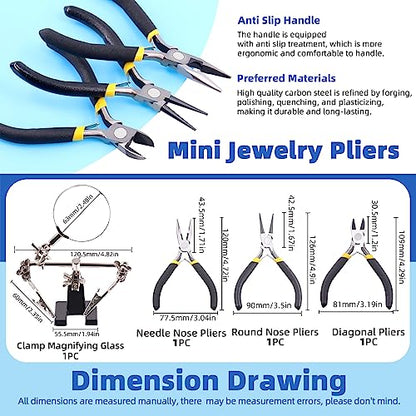 Glarks 1489Pcs Jewelry Making Kit - Supplies with Pliers, Wires, Findings for Making and Repair - size: 1480pcs