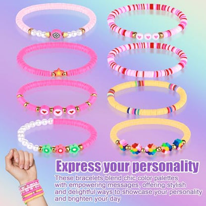 Friendship Bracelets Heishi Surfer Clay Bead Bracelets Set Stackable Beaded Preppy Jewelry Bracelets Friendship Boho Y2K Bracelets for Women Teen Girls Party Favors - color: Multicolor