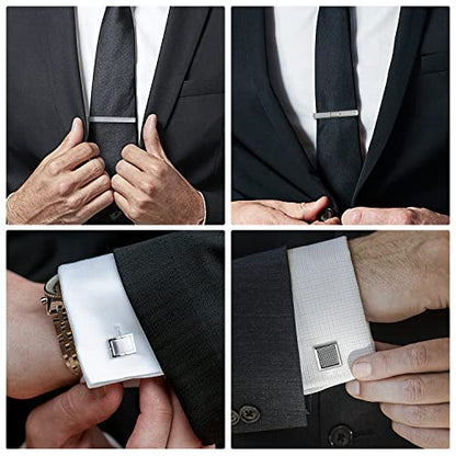 wynameleri Cufflink and Tie Clip Set for Men, 12 PCS Necktie Bars and Cuff Links Formal Business Dress Shirts Buttons Case Packed - color: T0408016