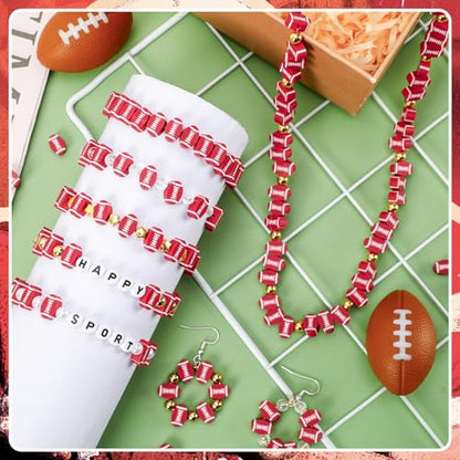 300Pcs Football Color Oval Loose Beads for Jewelry Making, DIY Crafts and Handicrafts - color: Football Color