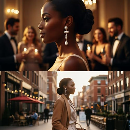 Statement Pearl Dangle Earrings,Gold and Large Pearl,Luxury Chandelier Organic Style Earrings - color: A gold and white