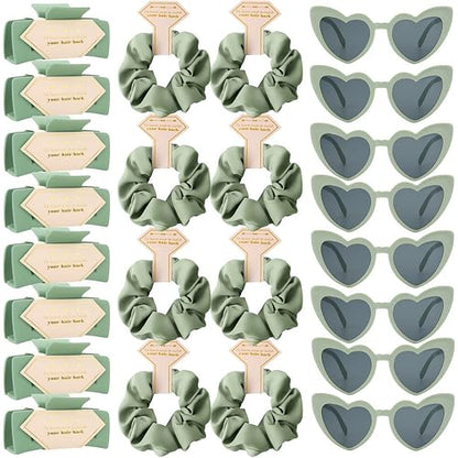 Bridesmaid Scrunchies Proposal Gifts Bachelorette Hair Claws Clips women heart sunglasses for Wedding Party Favors (Sage Green) - color: Sage Green