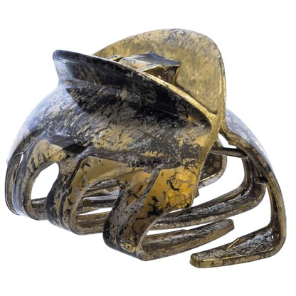 Camila Paris CP3630 French Octopus Hair Clip, 2.5" Small Claw Clips for Thick Hair, Girl Octopus Claw Clip for Women, Strong No-Slip Grip, Wide Jaw Clips for Women, Made in France - color: Black/Gold 2.5"
