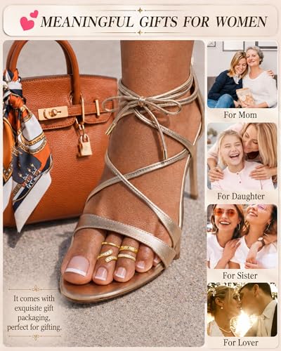 4Pcs Toe Rings for Women Non Tarnish 14K Gold Filled Toe Ring Adjustable Flower CZ Band Wave Dainty Toe Ring Summer Beach Open Toe Rings Set Waterproof Toe Jewelry Foot Jewelry - color: Gold hug