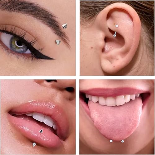 Eyebrow Piercing Jewelry Surgical Steel Curved Barbell Tiny Eyebrow Ring Vertical Labret Lip Jewelry Ear Rook Navel Small Belly Button Ring for Women Men 6mm/8mm/10mm/12mm - size: 14Gauge-Gold-4Pairs