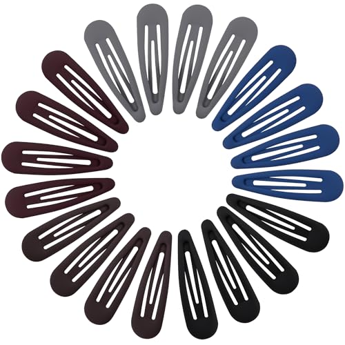 Small Hair Barrettes For Women No Slip Metal Snap Clips For Thin And Fine Hair,Matte Black Brown Blue Red Gray,20 PCS,1.97 x 0.5 Inch. - color: Matte Black Brown Blue Red Gray