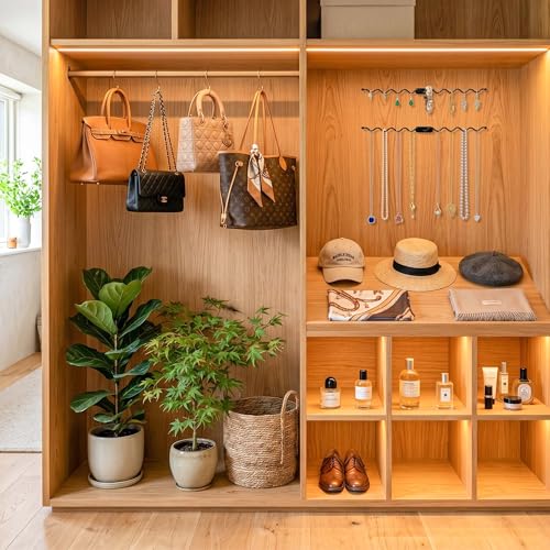 Jewelry Wall Mounted Organizer: 16" Wavy Necklace Storage for Apartment | Necklace Holder Organizer, Heavy Duty Jewelry Hanger for Gift Giving - 2 Pack - size: 16 inch