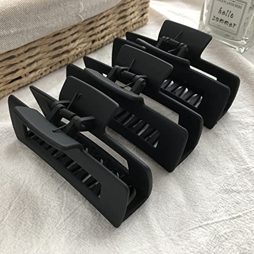 Hair Claw Clips Large Square 4 Inch Matte No Slip Big Rectangle Jaw Clip Clamp for Thick Hair Women, 3 Pack Black - color: G