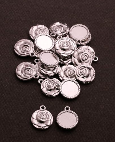 Saint Therese of Lisieux/Saint Mother Teresa of Calcutta/Divine Mercy Jesus/Mater Dolorosa Patron Saint Medal Charm Pendant for DIY Rosary Necklace Bracelet Jewelry Making Part - color: 30pcs-Rose Floral