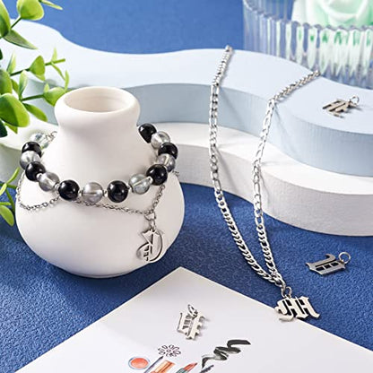 Craftdady Letter Charms Capital Pendants Mixed A-Z Initial Letter Number Charms DIY Bracelet Necklace Pendants for Jewelry Making, Gold, Antique Silver, Platinum - color: Stainless Steel Color, Gothic Style