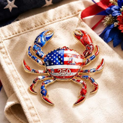 Butterfly American Flag Brooch Pin for Women Sparkly Crystal Red Blue Butterflys Brooches Pins Colorful Enamel Butterfly Statement Pin Patriotic Jewelry Accessorie Gifts - color: RedCrab