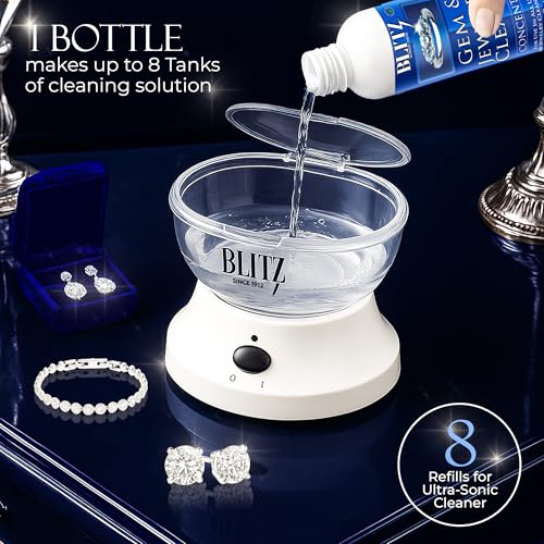 Blitz Gem & Jewelry Cleaner Concentrate for Ultrasonic Machines 8 oz 2 Pack | Liquid Concentrate for Gold, Silver, Platinum Jewelry Cleans Non-Porous & Precious Stones. - size: 8 Ounce (Pack of 2)