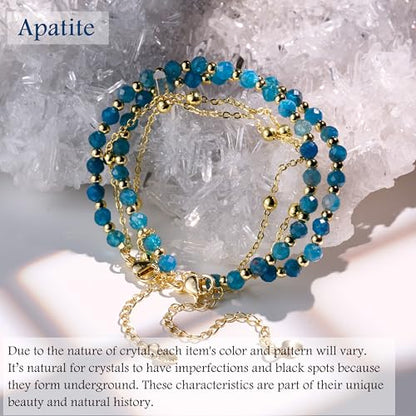 Farfume Crystal Beaded Bracelets for Women 4mm Natural Stone Jewelry Gifts | Natural Beads Gemstone,Handmade,Helper Tool,Yoga Protection,Hypoallergenic,Durability Wear - color: Apatite-Creativity