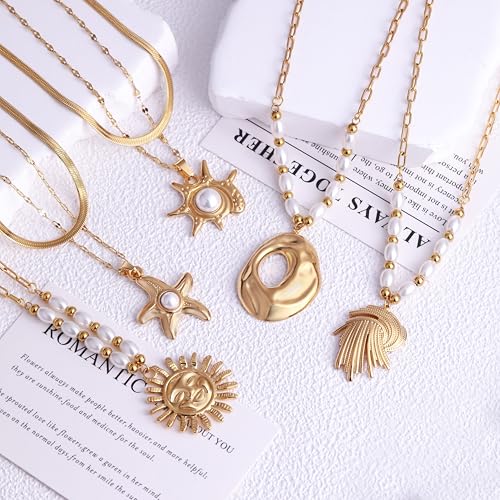 2 PCs Gold Plated Necklace Set for Women - Non Tarnish Jewelry Gift with Fashion Design - style: Fashion 3