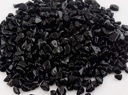 Natural Chip Stone Beads Black Obsidian Onyx 5-8mm About 400pieces Irregular Gemstones Healing Crystal Loose Bead Hole Drilled DIY for Bracelet Jewelry Making Crafting (5-8mm, Black Obsidian Onyx) - color: Black Obsidian Onyx