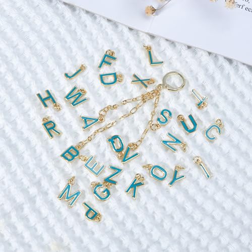 18K Gold Filled A-Z Alphabet Letters Charms,26Pcs Initial A-Z Alphabet Charms,Bracelet Necklace Earrings Charms for DIY Jewelry Making - color: Green