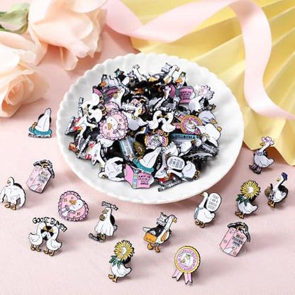 Landical 60 Pcs Western Lapel Enamel Pins Bulk Silly Goose Derby Horse Camping Coastal Cowgirl Cowboy Hat Pins for Clothing Bag Truck Hat Decor Jewelry Party Favors Gift - style: Silly Goose