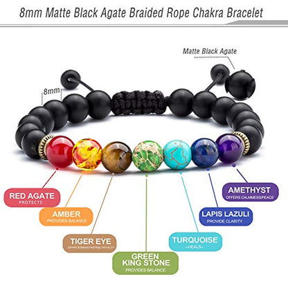 Men Women 8mm Lava Rock Beads Chakra Bracelet - color: set5