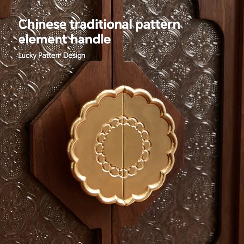 Black Walnut Wood Jewelry Box for Women, Large | Velvet Lined, 5 Drawers & Brass Feet, Earring Organizer, Traditional Chinese Pattern Handles - size: Double doors