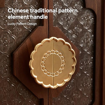Black Walnut Wood Jewelry Box for Women, Large | Velvet Lined, 5 Drawers & Brass Feet, Earring Organizer, Traditional Chinese Pattern Handles - size: Double doors
