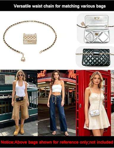 BEMYLV Mini Chain Belt Purse Gold Waist Bag for Women Fashion Fanny Pack | Trendy Detachable Waist Purse Cute Bag for Dresses Jeans - color: Pale Gold