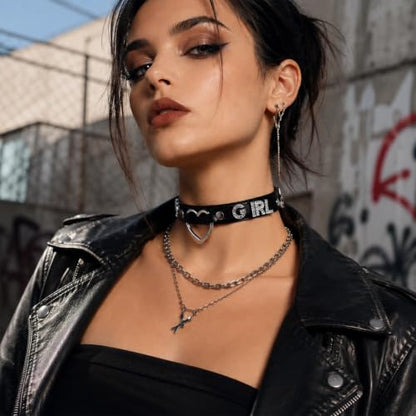 Good Girl Collar, Gothic Punk Cute Owned Choker for Women | Black Heart O-ring Letter Choker Necklace, PU Leather Collar Necklaces, Halloween Christmas Jewelry