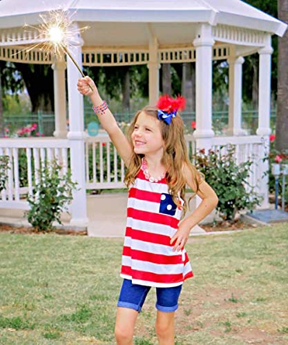6PCS Patriotic Bracelets 4th of July Beaded Stretch Bracelets for Women Enamel American Flag Heart Star Charm Bracelets Independence Day Accessory Gifts - color: 3PCS 2