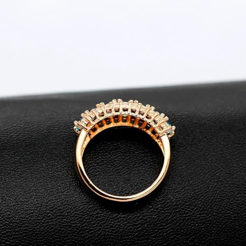 Uloveido Beautiful Women's 7 Stones Wedding Band Oval Cubic Zirconia Engagement Anniversary Rings J501 - color: Rose Gold-Light Blue