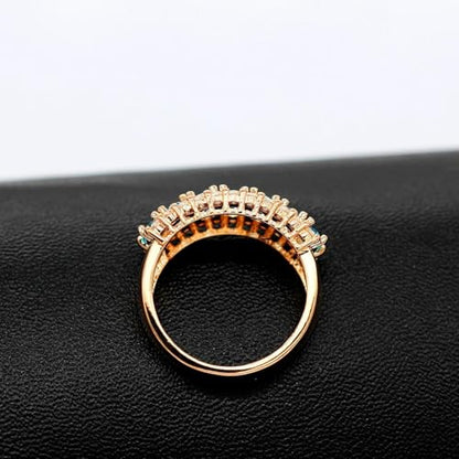 Uloveido Beautiful Women's 7 Stones Wedding Band Oval Cubic Zirconia Engagement Anniversary Rings J501 - color: Rose Gold-Light Blue