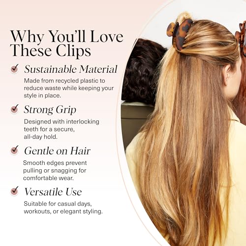 Kitsch Medium Hair Clips for Women - Black and Tort, 2pcs | Strong Hold Claw Clips – Great for Updo, Half Up Hairstyle – Daily Hair Accessories
