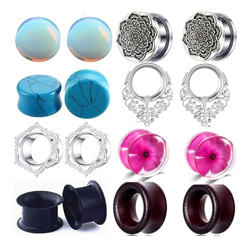 TIANCI FBYJS Stainless Steel Ear Tunnels Saddle Gauges For Ear Silicone Soft Flexible Earrings Gauge Plugs Expander Stretcher Body Piercing Jewelry 0g 2g 00g 1/2'' Set - style: 10mm=00g