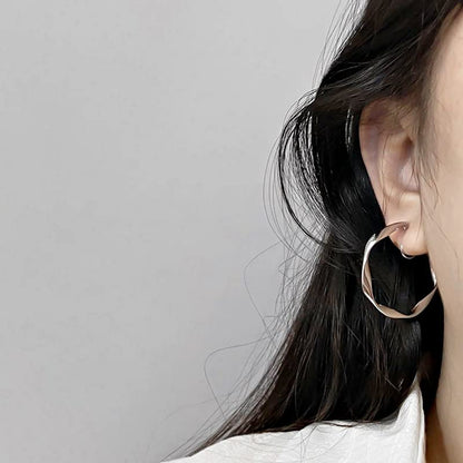 Clip On Hoop Earrings for Women Not Pierced Gold Silver Large Chnky Square Twisted Comfortable Coil Hoop Clip On Earrings - color: Twisted Hoop Silver