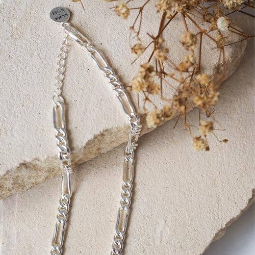 Waterproof Ankle Bracelets for Women Gold Anklets Non Tarnish Pearl/Figaro/Cuban/Snake Chain Anklet Adjustable Anklets for Womens Summer Beach Anklet Foot Jewelry for Women Gift - color: Figaro Chain-Silver