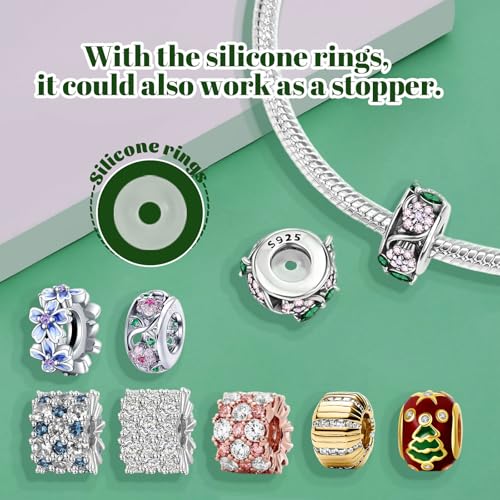 Clip Stopper Spacer Charms for Bracelets Necklaces, Compatible with Pandora,Jewery Making DIY - style: Line Stopper 14K Gold Plated
