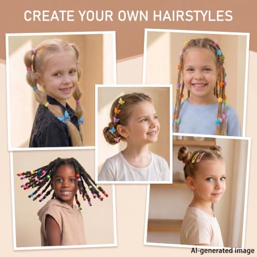 Rosvia Hair Accessories for Girls, 232 Pcs Mini Hair Clips Set with Small Claw Clips Elastic Hair Ties Rubber Bands Butterfly Hair Clips with Organizer Box for Toddler, Kids